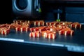 3D printer Working 3D printer process printing object molten orange plastic Royalty Free Stock Photo
