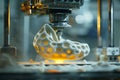 A 3D printers nozzle in action, fabricating complex parts Generative ai