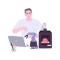 3D printers in robotics isolated cartoon vector illustrations.