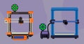 3D printers. Vector collection.