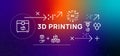 3D Printing additive manufacturing process icons include 3D printer extruder and cubes representing rapid prototyping and digital Royalty Free Stock Photo