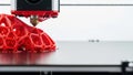 3D printing complex red geometric shape. Royalty Free Stock Photo