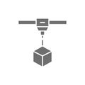 3d printing a cube, industrial printer, industrial laser grey icon.