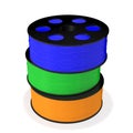 3d printing filament spools stacked 3d rendering Royalty Free Stock Photo