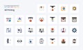 25 3d Printing Flat color icon pack Royalty Free Stock Photo