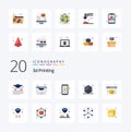 20 3d Printing Flat Color icon Pack like box shape 3d printing 3d Royalty Free Stock Photo