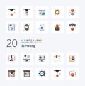 20 3d Printing Flat Color icon Pack like 3d printing printing computer scaled modeling Royalty Free Stock Photo
