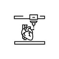 3d printing heart icon. Cardiology illustration.