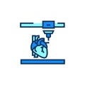 3d printing heart icon. Cardiology vector illustration.