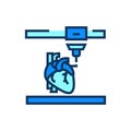 3d printing heart icon. Cardiology vector illustration.