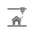 3d printing a house, industrial printer grey icon.