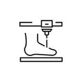 3d printing leg icon. Healthcare illustration.