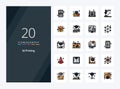 20 3d Printing line Filled icon for presentation Royalty Free Stock Photo