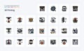 25 3d Printing Line Filled Style icon pack Royalty Free Stock Photo