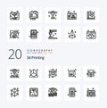 20 3d Printing Line icon Pack like 3d cubed modeling layers cube height cube Royalty Free Stock Photo