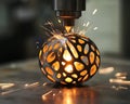 3D Printing of Metal Sphere with Lattice Structure Royalty Free Stock Photo