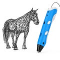 3d Printing Pen Print Abstract Horse. 3d Rendering Royalty Free Stock Photo