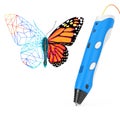 3d Printing Pen Print Abstract Wired Butterfly. 3d Rendering