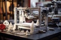 3D printing press machine during work, illustration. Generative AI