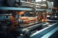 3D printing press machine during work, illustration. Generative AI