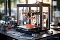 3D printing press machine during work, illustration. Generative AI
