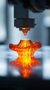 3D Printing Process: Molten Orange Material Deposition Royalty Free Stock Photo