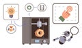 3D Printing Process with Robot Assistance and Key Workflow Elements in Conceptual Design Royalty Free Stock Photo
