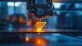 The 3D printing process using laser synthesis. The printer forms a complex geometric detail with a mesh structure Royalty Free Stock Photo