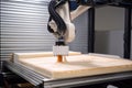3d printing robot depositing layer of material onto 3d printing bed