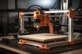 3d printing robot, with its arm moving across the print bed to create a part