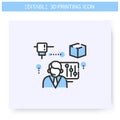 3d printing service line icon. Editable