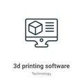 3d printing software outline vector icon. Thin line black 3d printing software icon, flat vector simple element illustration from Royalty Free Stock Photo