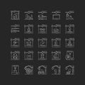 3d printing technology chalk white icons set on dark background