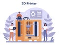 3D Printing technology concept. 3D printer equipment and engineer.