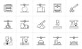 3D printing technology hand drawn outline doodle icon set. Royalty Free Stock Photo