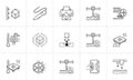 3D printing technology hand drawn outline doodle icon set. Royalty Free Stock Photo