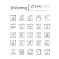 3d printing technology linear icons set Royalty Free Stock Photo
