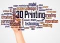 3D Printing word cloud and hand with marker concept