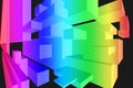 3D Prism Cube Rectangle Shapes Background - Abstract Digital Illustration Wallpaper Rainbow Colors Royalty Free Stock Photo