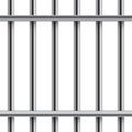 3d prison cage vector illustration. Realistic vertical and two horizontal metal jail bars, iron grid mesh of crossed