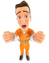 3d prisoner handcuffed and sad