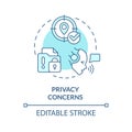 2D privacy concerns thin line blue icon concept Royalty Free Stock Photo