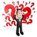 3D businessman, question mark sign Royalty Free Stock Photo