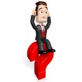 3D businessman, question mark - problem concept Royalty Free Stock Photo