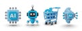 3D processor, mini robot, shopping cart with numbers, electronic circuit integrated into brain Royalty Free Stock Photo