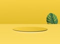 3d product display background platform with yellow light modern. yellow background vector 3d rendering podium platform