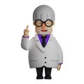 3D Professor Cartoon Design having a pointing finger