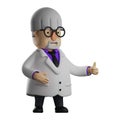 3D Professor Cartoon Illustration giving thumb up Royalty Free Stock Photo