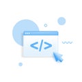 3D Programming code icon with computer cursor isolated on white background. Development and software concept. Can be used for many Royalty Free Stock Photo
