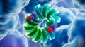 3D protein complex, molecular structure, detailed, realistic, light blue cloudy background Royalty Free Stock Photo